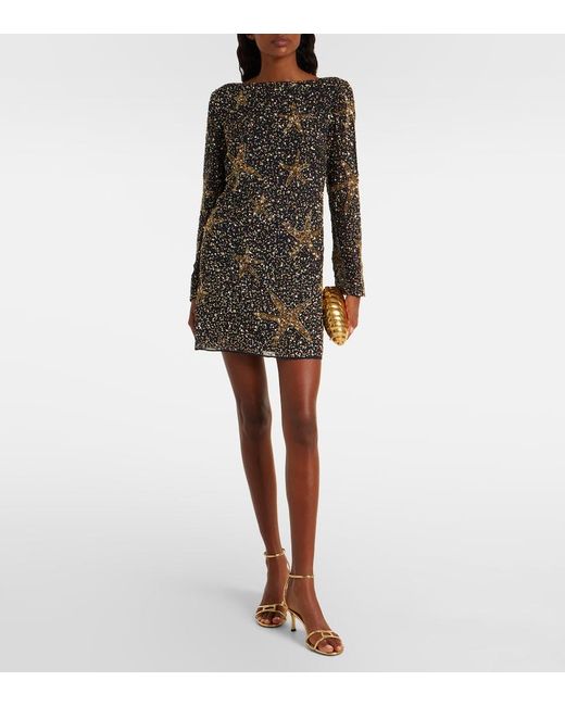 Rixo Black Ilse Sequined Minidress
