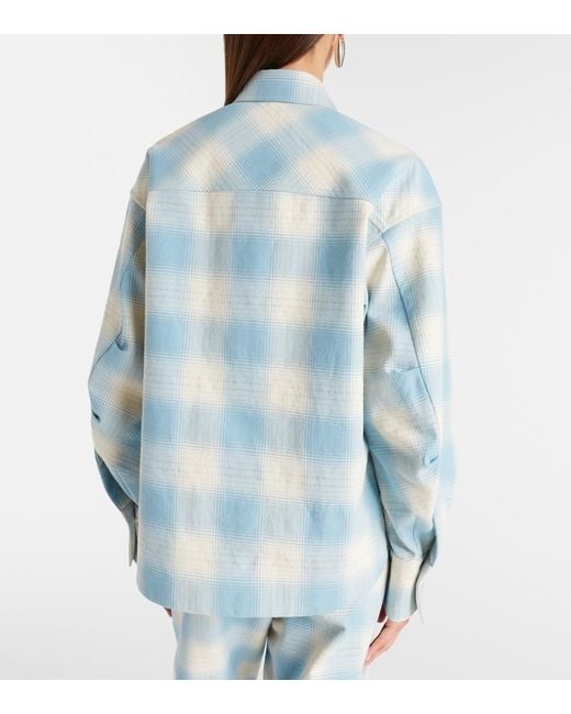 The Attico Blue Plaid Cotton And Wool Shirt