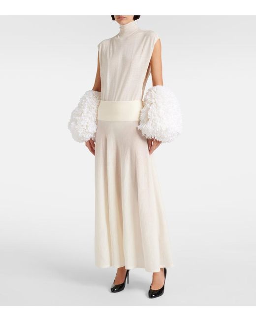 Alaïa White Low-Rise Virgin Wool Maxi Skirt