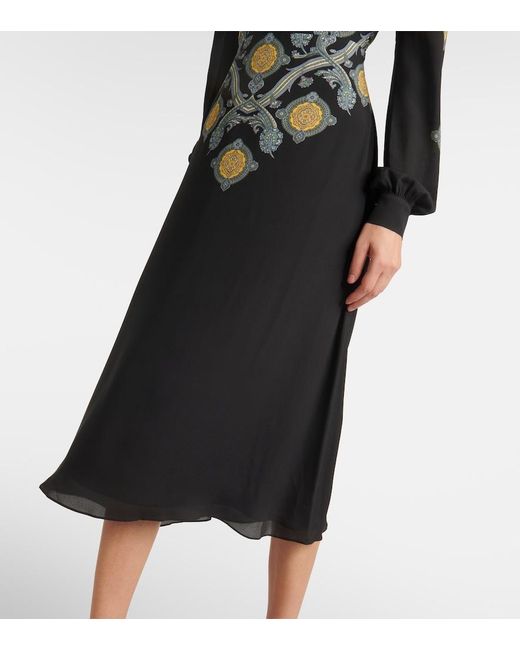 Etro Black Printed Midi Dress