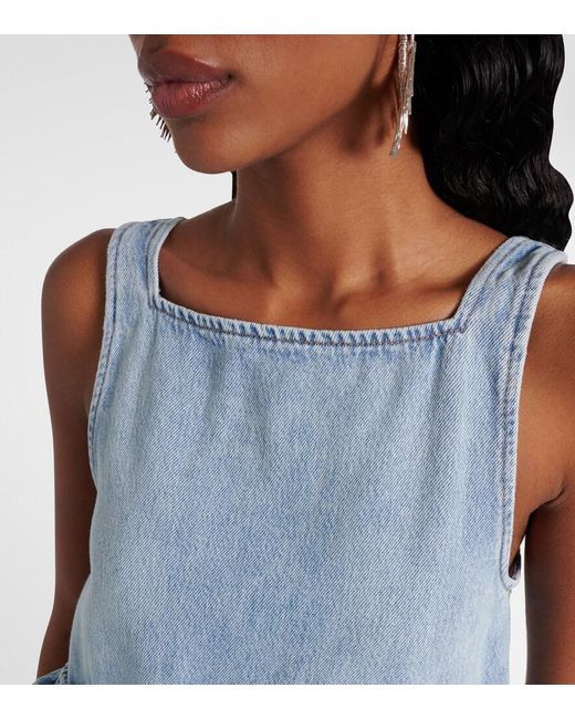 Ganni Blue Ruffled Denim Top
