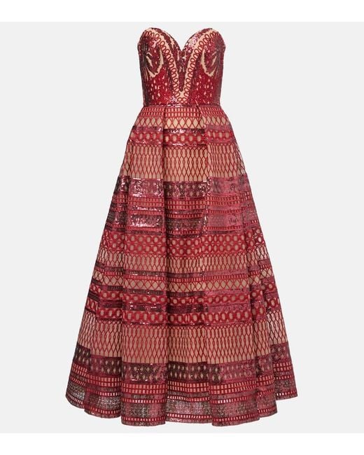 Elie Saab Red Sequined Corset Gown