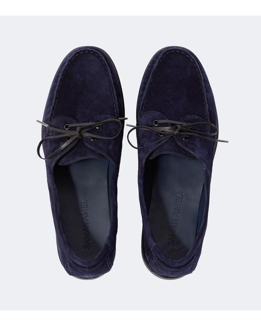 Saman Amel Blue City Moc Suede Boat Shoes for men