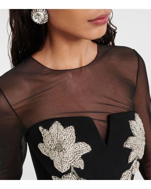 Rebecca Vallance Black Ginevra Embellished Midi Dress