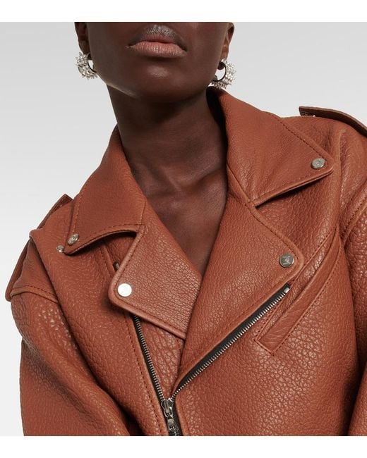 David Koma Brown Oversized Leather Jacket