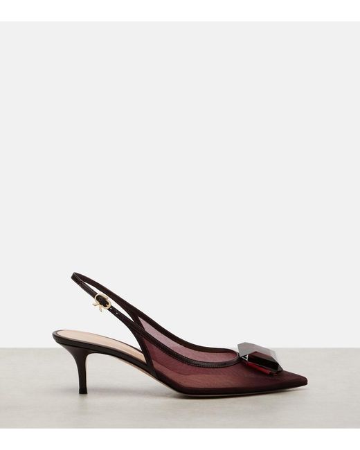 Gianvito Rossi Brown Slingback-Pumps 55 Aus Mesh Und Leder