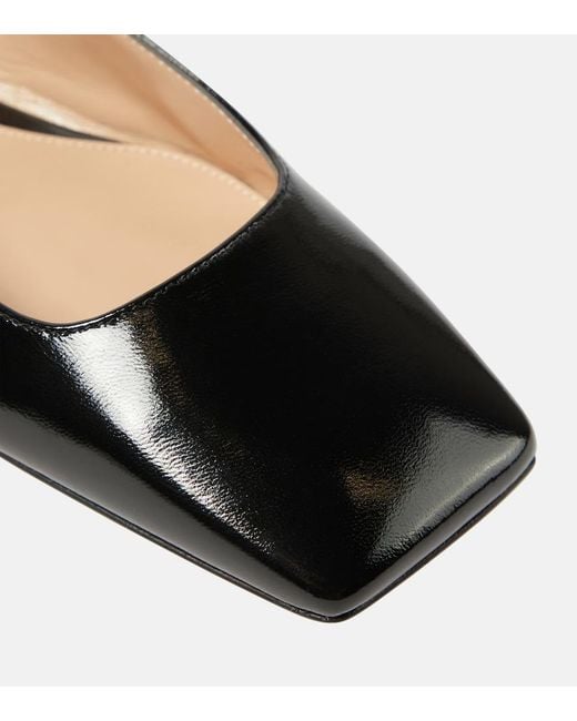Gianvito Rossi Black Freeda Leather Slingback Flats