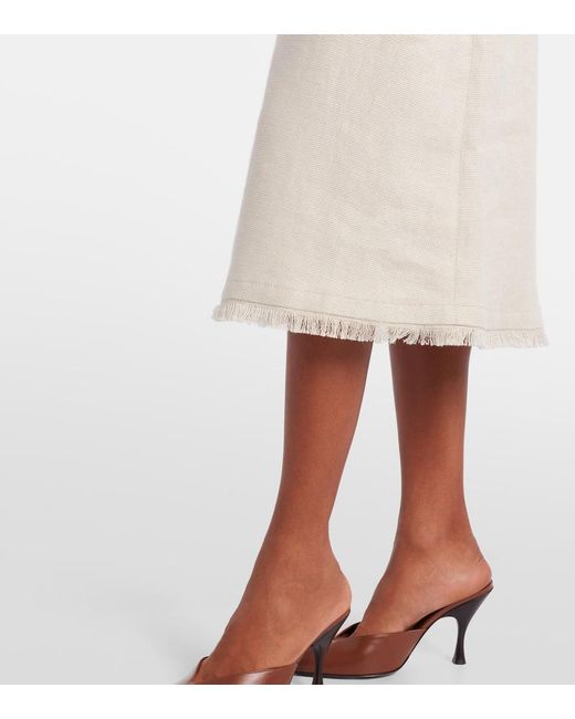 Max Mara White Fiocchi Linen And Cotton Midi Skirt