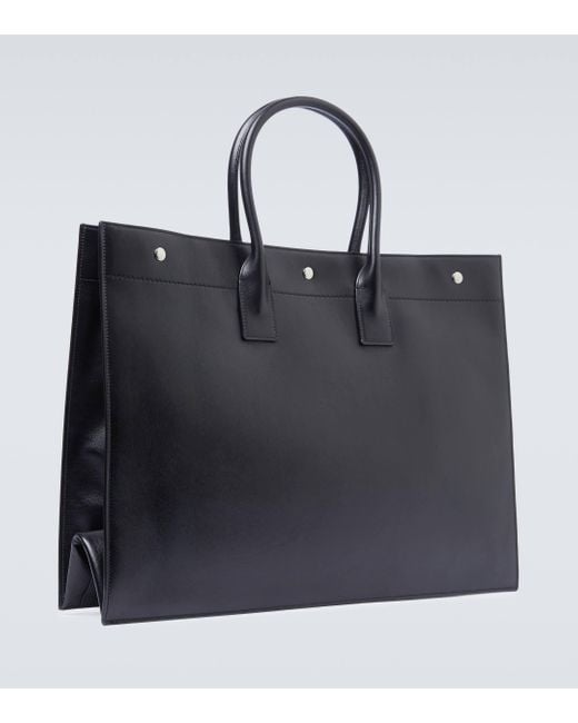 Saint Laurent Black Rive Gauche Leather Tote Bag for men