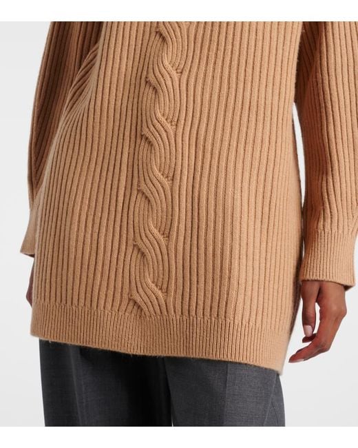 Max Mara Brown Alcazar Wool And Cashmere Turtleneck Sweater
