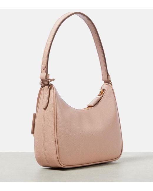 Sac Re-Edition Mini En Cuir Prada en coloris Natural