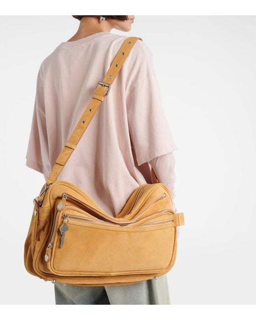 Acne Natural Camero Medium Suede Shoulder Bag