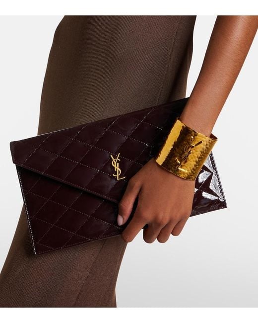 Saint Laurent Black Paris Patent Leather Clutch
