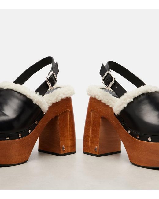 Jimmy Choo Black Alida 135 Leather Platform Clogs