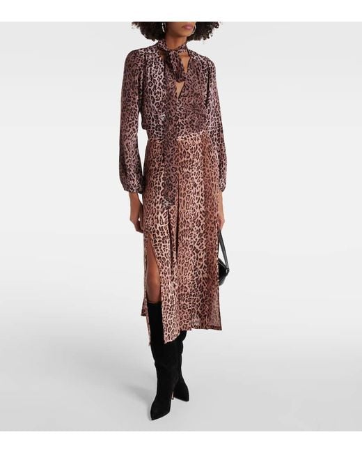 Rixo Brown Bedruckte Bluse Moss Aus Seide