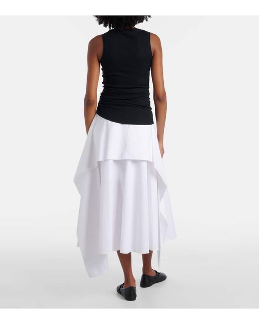 Loewe Black Asymmetric Draped Cotton-Blend Tank Top