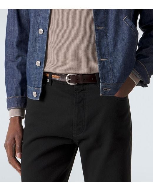 Brunello Cucinelli Black Leather Belt for men