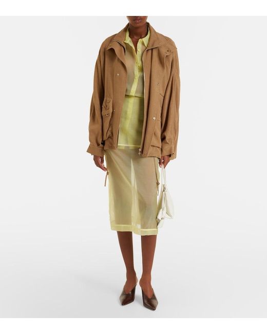 Frankie Shop Yellow Peri Sheer Silk-Blend Shirt