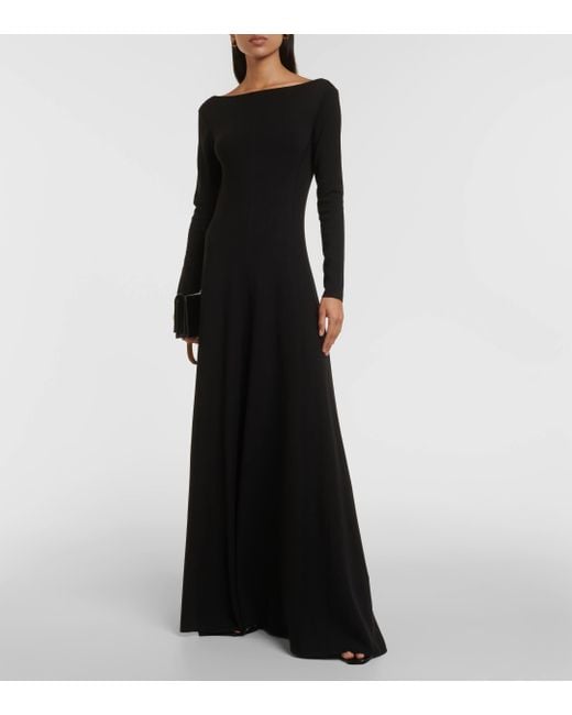 Saint Laurent Black Open-back Wool Maxi Dress