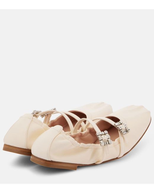 Roger Vivier Pink Verzierte Ballerinas Aus Leder
