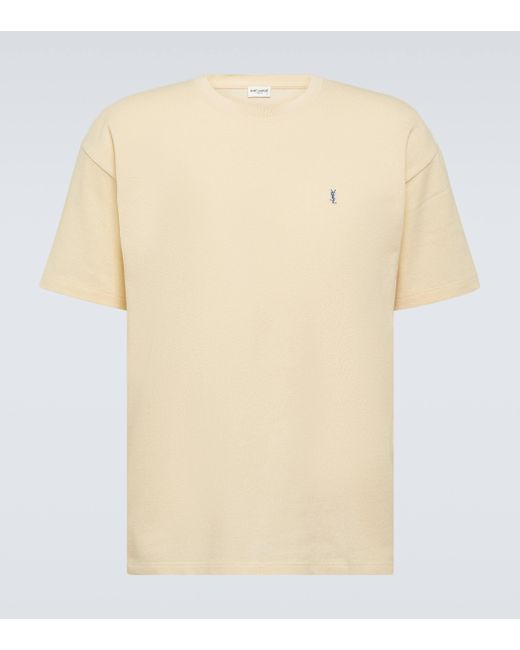 Saint Laurent Natural Cassandre Cotton-blend Pique T-shirt for men