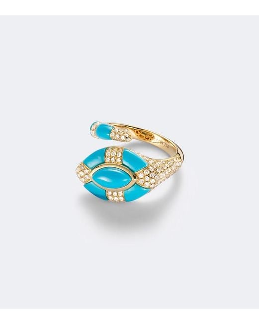 SHAY Blue Riviera 18Kt Pinky Ring With And Diamonds
