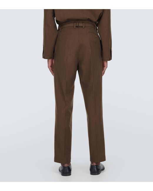 Lemaire Brown Maxi Cotton And Wool Chinos for men