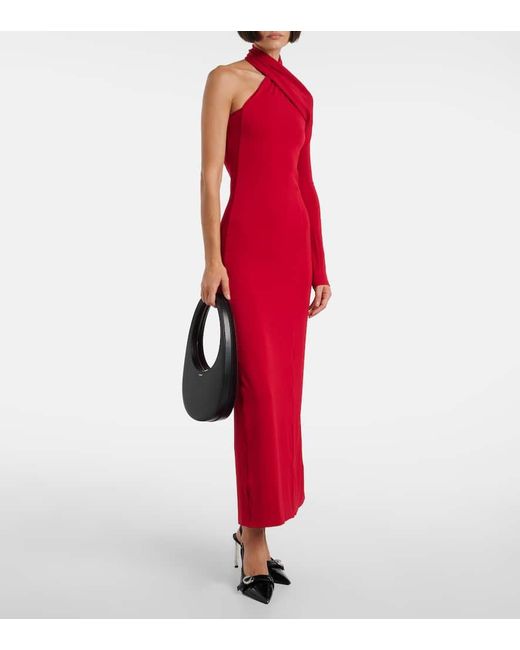 Courreges Red One-Shoulder Crepe Maxi Dress