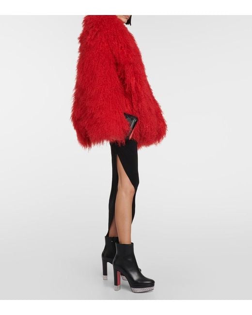 Christian Louboutin Black Cassandribooty Alta 130 Crystal-embellished Leather Platform Ankle Boots