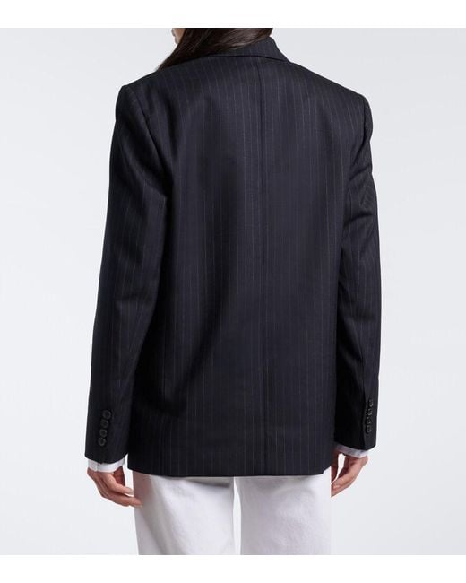 Nili Lotan Blue Leston Pinstriped Wool Blazer