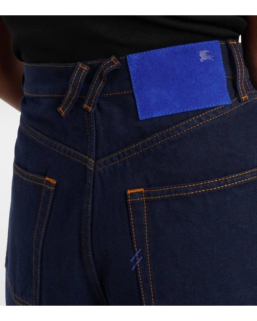 Jeans anchos de tiro alto Burberry de color Blue