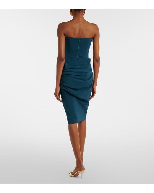 Alex Perry Green Ruched Crepe Corset Dress