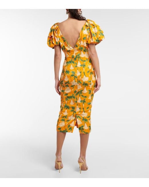 Agua Bendita Metallic Midikleid Camelia Sabanero Dorado