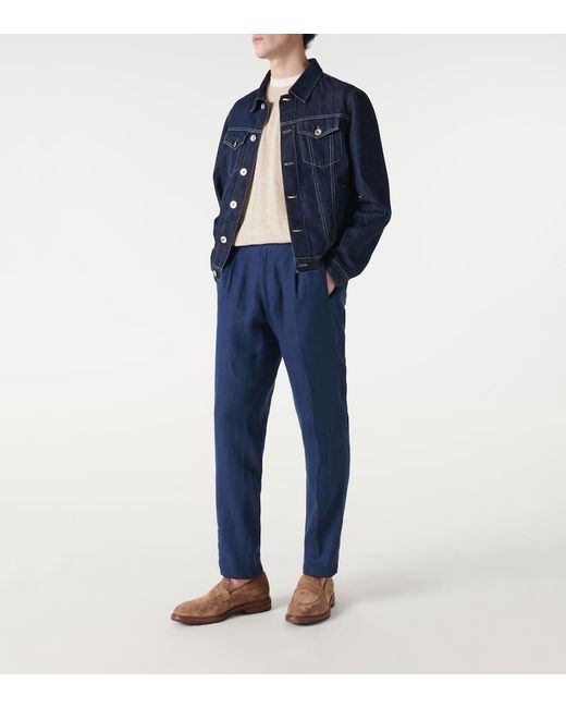 Pantalones chinos de lino Kiton de hombre de color Blue