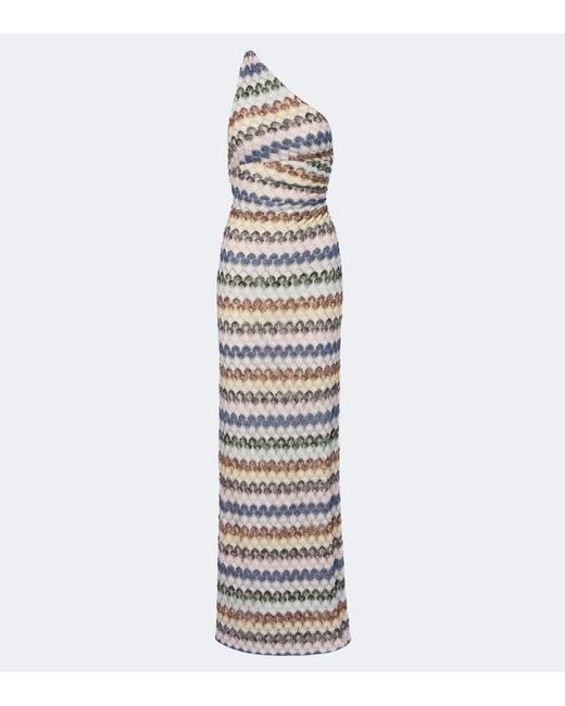 Missoni White One-Shoulder Lame Gown