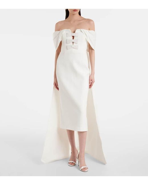 Rebecca Vallance White Rory Crepe Midi Dress