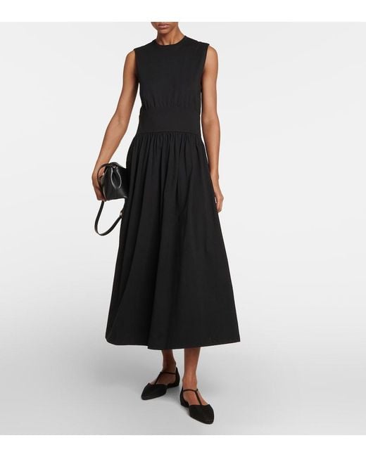 Totême  Black Sleeveless Cotton Midi Dress
