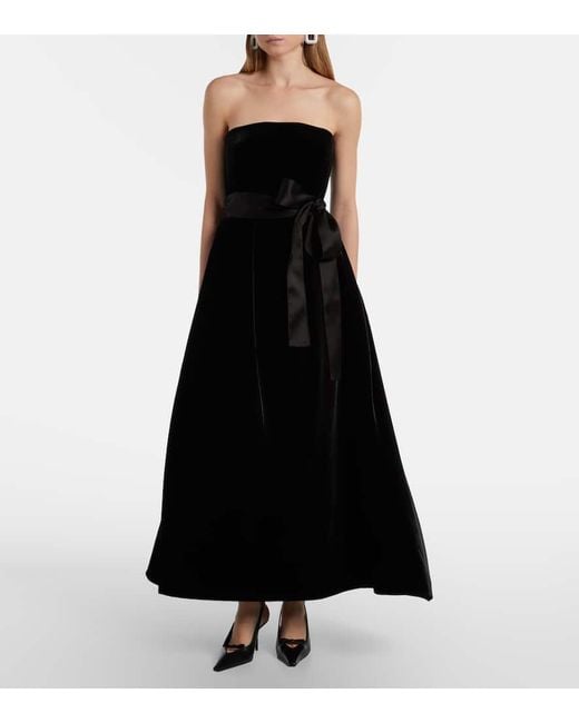 Elie Saab Black Belted Velvet Gown