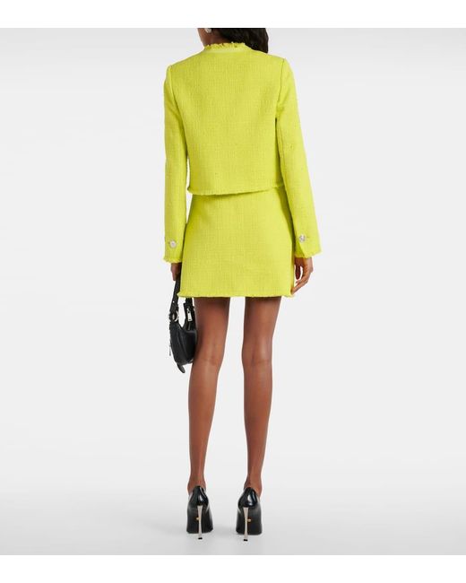 Minifalda de boucle de tweed Versace de color Yellow
