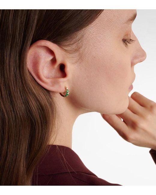 Sydney Evan White X Wicked Emerald City 14Kt Huggies With Emeralds And Diamonds