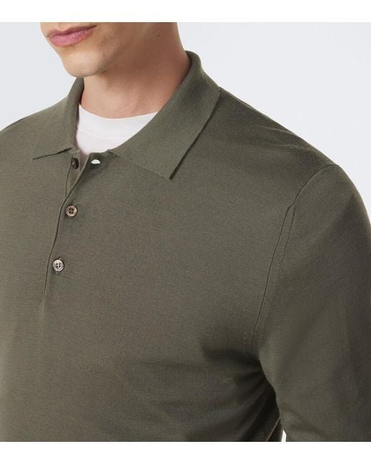 Canali Green Virgin Wool Polo Sweater for men