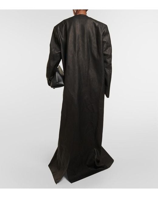 The Attico Black Leather Maxi Coat