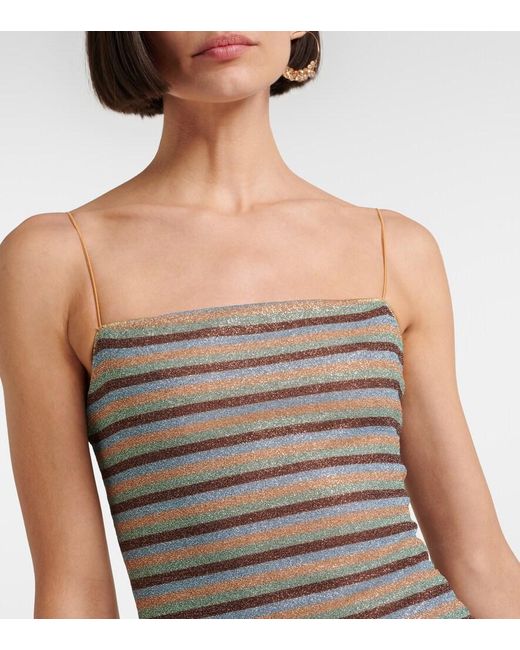 Oseree Gray Lumiere Striped Minidress