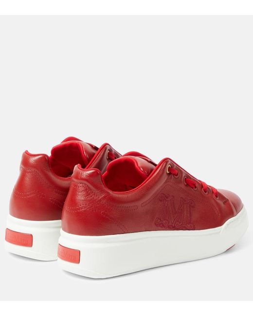 Max Mara Maxi Leather Sneakers in Red | Lyst