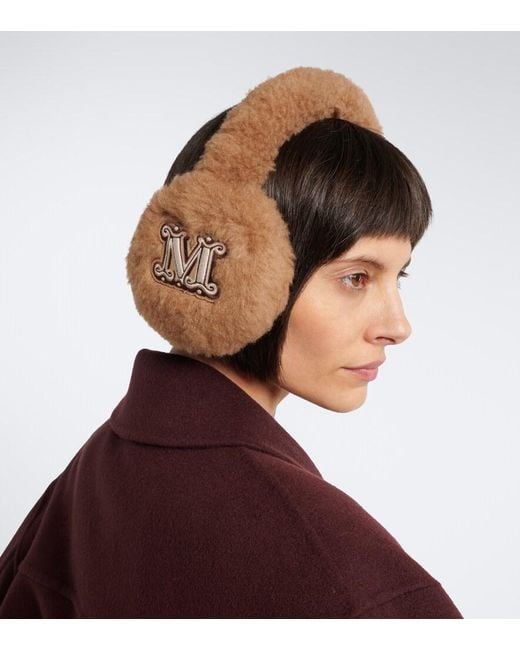 Max Mara White Camel Hair And Silk Ear Muffs