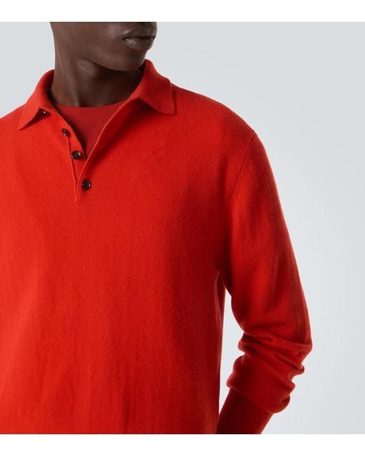 Allude Red Cashmere Polo Sweater for men