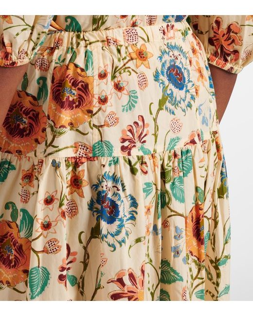 Ulla Johnson Metallic Theodora Floral Cotton Midi Skirt