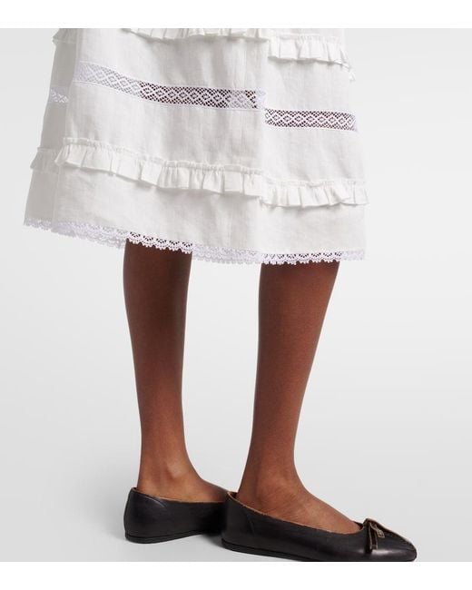 Prada White Linen Midi Skirt