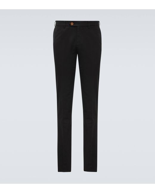 Brunello Cucinelli Black Cotton Slim Pants for men