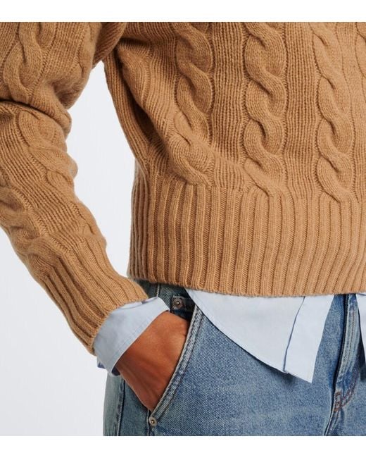Polo Ralph Lauren Natural Cable-Knit Wool And Cashmere Sweater